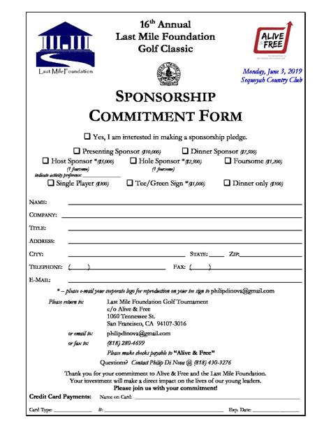 Lmf Sponsor Commitment Form Alive And Free