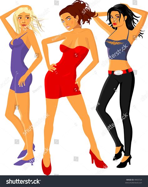 Three Dancing Girls Stock Vector Royalty Free 9993724 Shutterstock