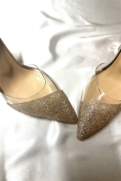 TrendyAnka Lady Şeffaf Nude Ten Roz Kristal Taşlı 8 Cm Şeffaf Kadeh Topuklu Düğün Nişan Abiye