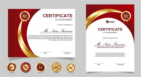 Certificate Of Appreciation Template Gold And Red Color Clean Modern