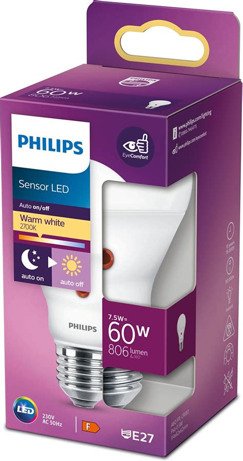 Светодиодная лампа Philips Sensor LED A60 E27 7.5W Warm White ...