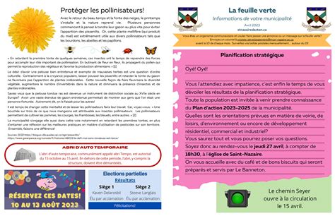 La Feuille Verte Avril Municipalit De Saint Nazaire D Acton