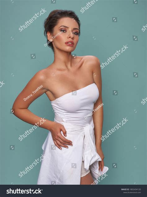 Sexy Tanned Caucasian Woman Long Brunette Stock Photo Shutterstock