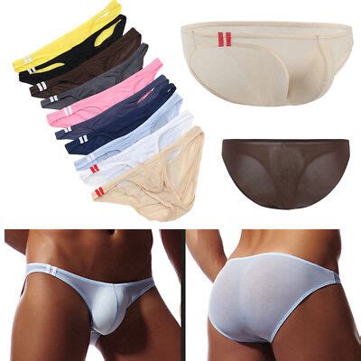 Ice Silk Men Bikini Briefs Bulge Boxers Underwear Thongs G String Swimwear M XL EBay