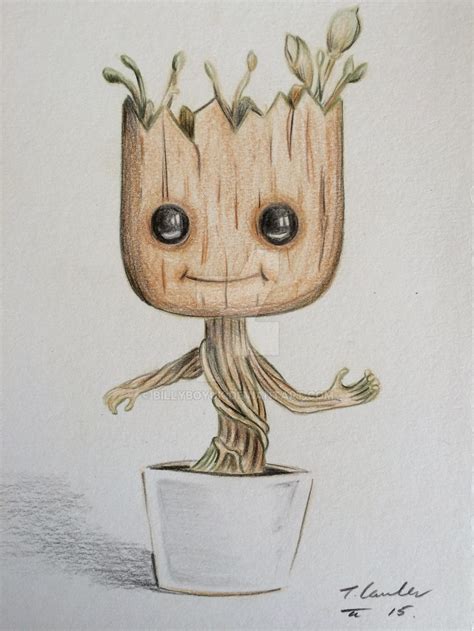 Dancing Baby Groot Colour Pencil Drawing By Billyboyuk On Deviantart