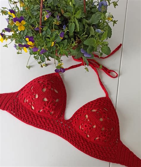 Pdf File For Crochet Pattern Angelica Crochet Bikini Red Top Sizes Xs S M L Xl Etsy