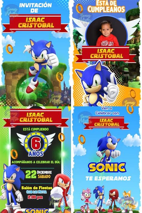 Tarjeta de invitación digital de sonic con foto Artofit