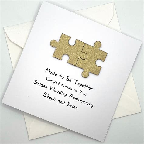 Personalised Golden Wedding Anniversary Card With Jigsaw Etsy Uk