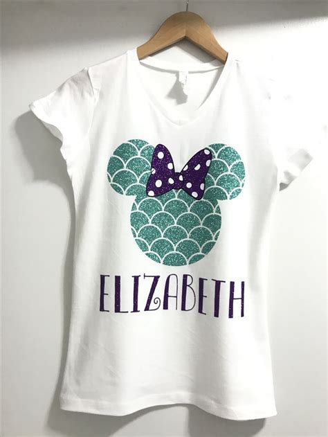 Minnie Ears Ariel Little Mermaid Disney Glitter Vinyl Shirt Etsy