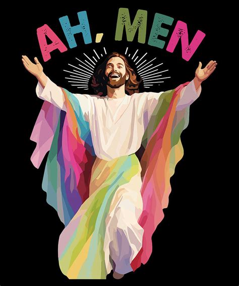 Ah Men LGBTQ Gay Pride Jesus Rainbow Flag 1 Digital Art By Toms Tee Store Fine Art America