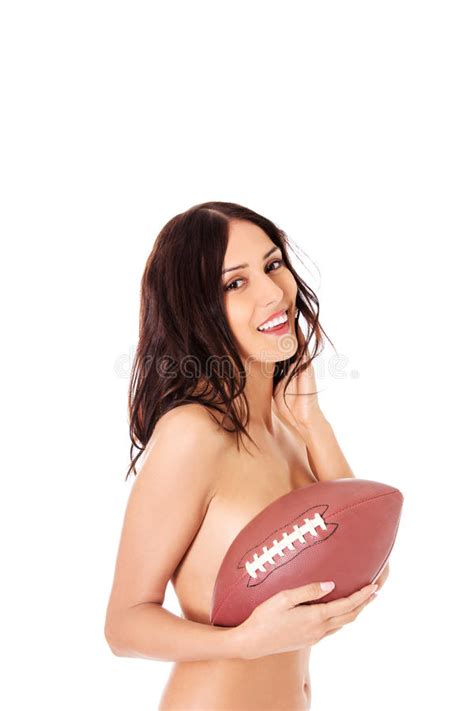Beautiful Nude Woman Holding American Football Ball Stock Image Image Of Wear Legs