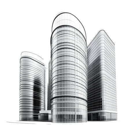 Sleek modern office buildings with glass facades and urban design on a