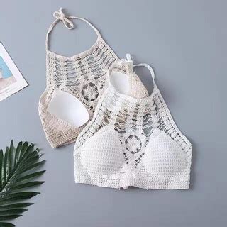 Summer Sexy Crochet Halter Bikini Tops Women S Bikini Swimsuit Outer Wear Tube Top Beach Outfit