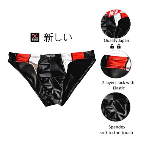 Sport Bikini กางเกงในชาย สดำ แถบขาง ขาว แดง ผา Spandex Shopee Thailand