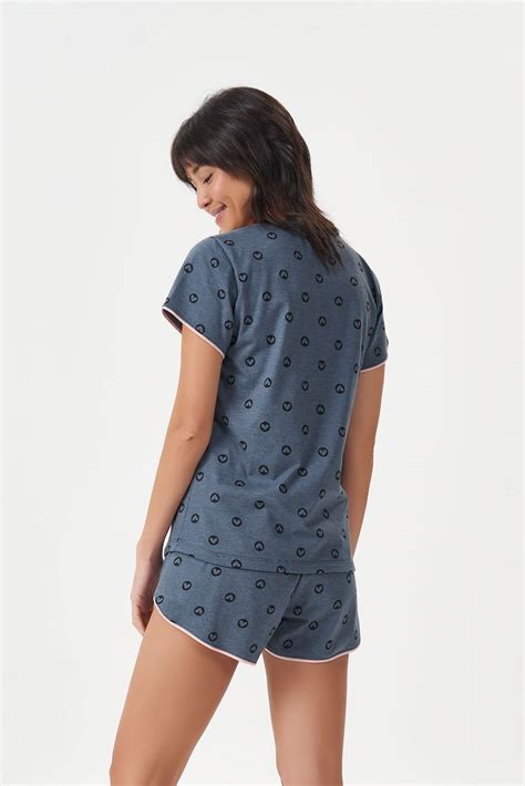 Short Doll Manga Curta Azul Elêva Lingerie e Pijamas