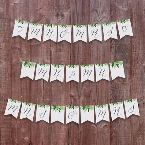 Printable Wedding Bunting Mr And Mrs Mr And Mr Mrs And Mrs Instant