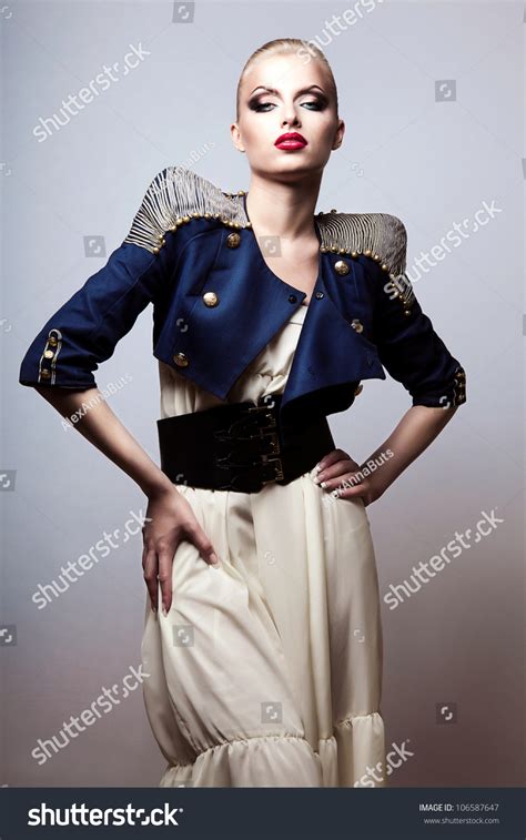 Sexy Beautiful Blonde Woman Dark Blue Stock Photo Shutterstock