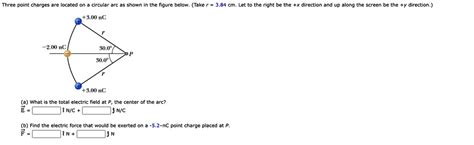 Solved Three Point Charges Are Located On A Circular Arc As Shown In