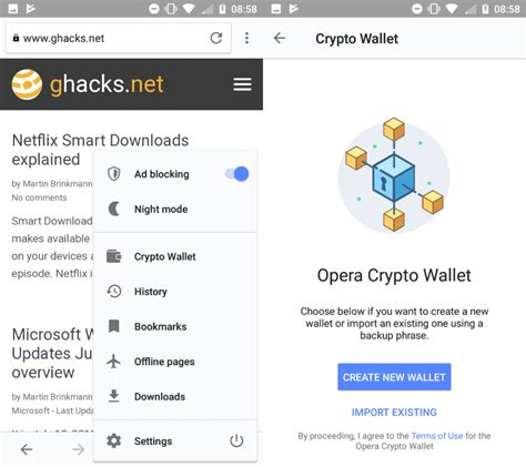 Opera For Android Introduces Crypto Wallet GHacks Tech News