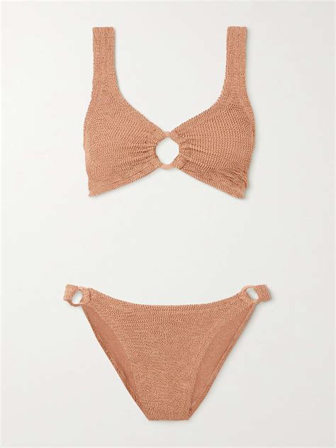 Hunza G Hallie Metallic Seersucker Bikini Net A Porter
