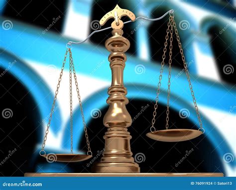 Golden Scales Of Justice In Court D Illustration Stock Illustration