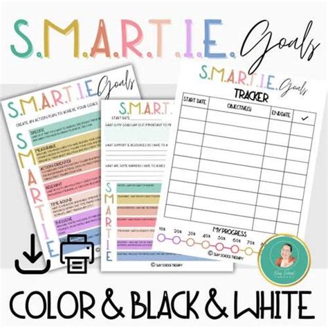 Smartie Goals Worksheet Tracker And Psychoeducation Worksheets