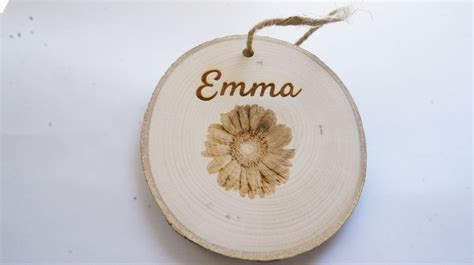 Personalized Flower Name Wood Slice Ornament Custom Christmas Ornament