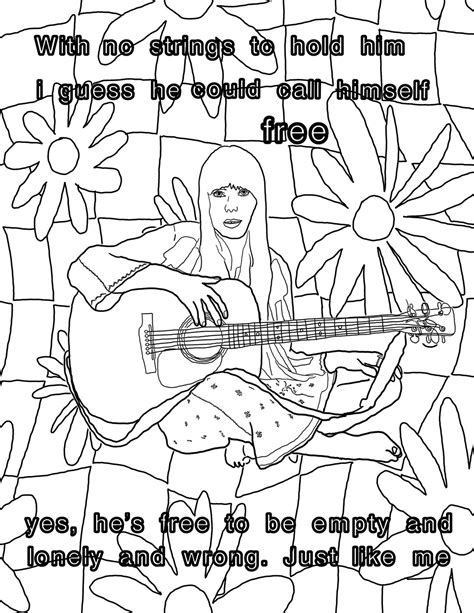 Joni Mitchell Just Like Me Coloring Page Etsy