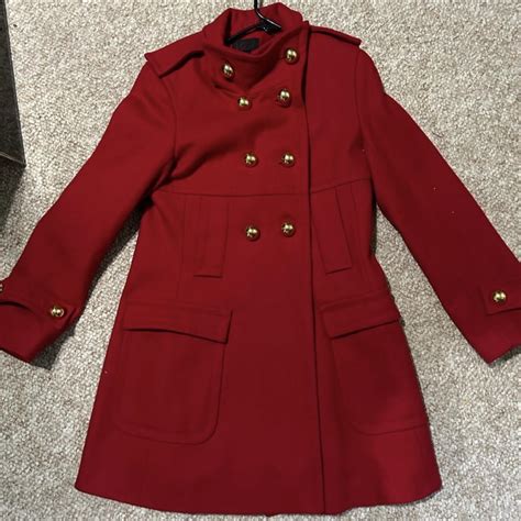 Via Spiga Womens Red And Gold Coat Depop