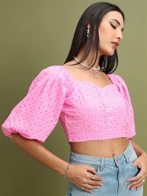 Buy Tokyo Talkies Pink Solid Bardot Top For Women Online At Rs449 Ketch