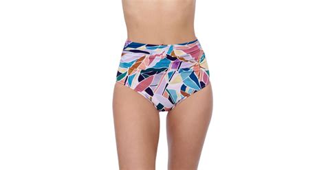 Gottex Standard Tropical Leaf Print Multi Colour Swim Bikini Bathing Bottom With Front Back