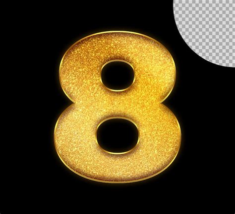 Premium Psd Gold Number 8 On A Black Background