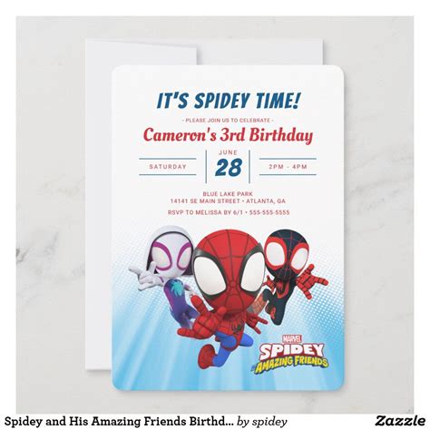 Spidey And His Amazing Friends Birthday Invitation Spiderman Birthday