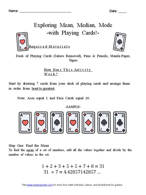 Activity Sheets | PDF | Playing Cards | Mode (Statistics)