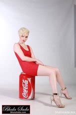 Hot Blonde Babe In Red Dress Poses With Giant Coke Can 15 Photos
