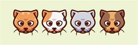 Premium Vector Cute Cat Face Head Illustration Little Cat Icon Set