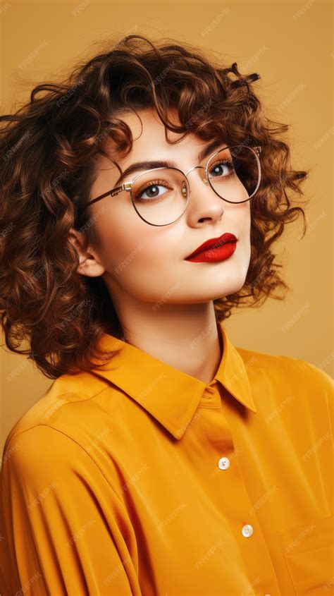 Premium Ai Image Woman Wearing Glasses Short Curly Hair