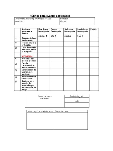 Rúbrica Para Evaluar Linea Del Tiempo Pdf