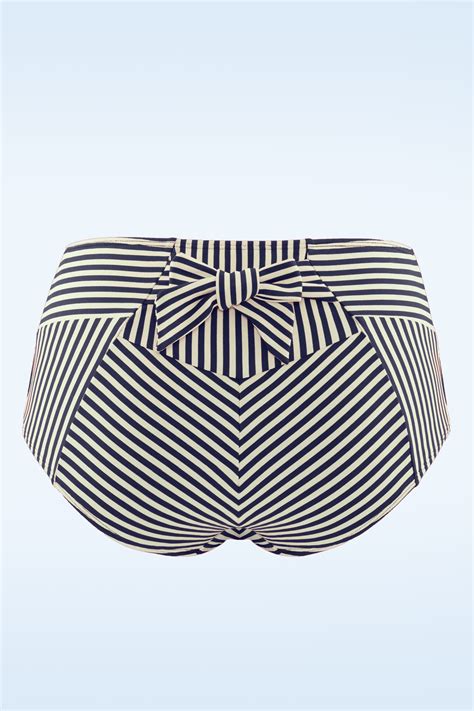 Marlies Dekkers S Holi Vintage High Waist Bikini Briefs In Blue And Ecru Shop At Topvintage