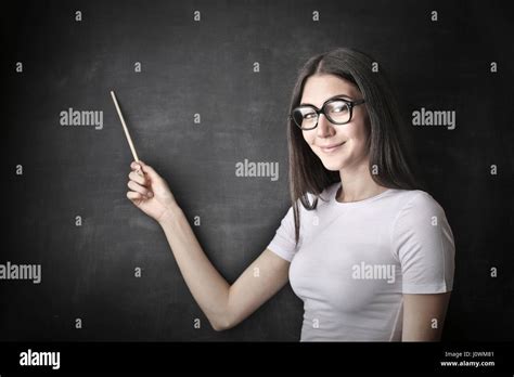 Brunette Girl In Glasses Teacher Hi Res Stock Photography And Images Alamy