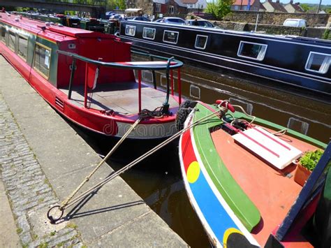 Narrowboats Moored In A Canal Basin Editorial Stock Photo Image Of