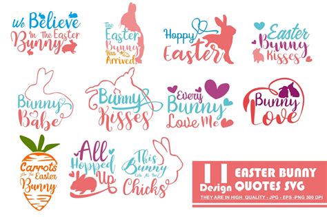 Set of Easter Bunny Quotes SVG Graphic by Arief Sapta Adjie · Creative ...