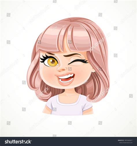 Beautiful Cheerily Wink Cartoon Girl With Royalty Free Stock Vector