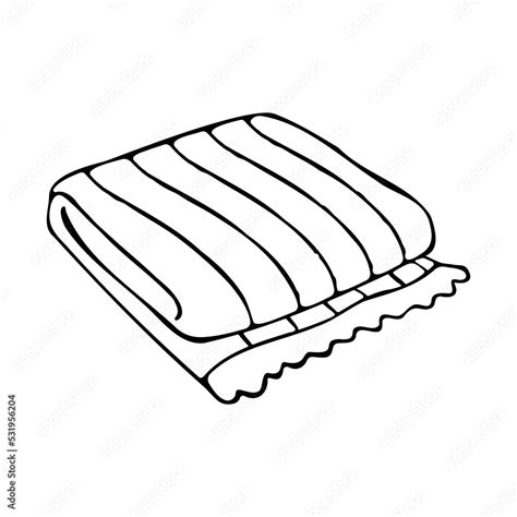 Picnic Blanket Hand Drawn Doodle Isolated On White Background Cozy