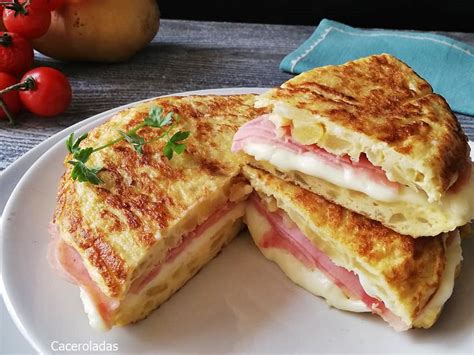 Como hacer tortilla de patatas rellena de jamón y queso Caceroladas