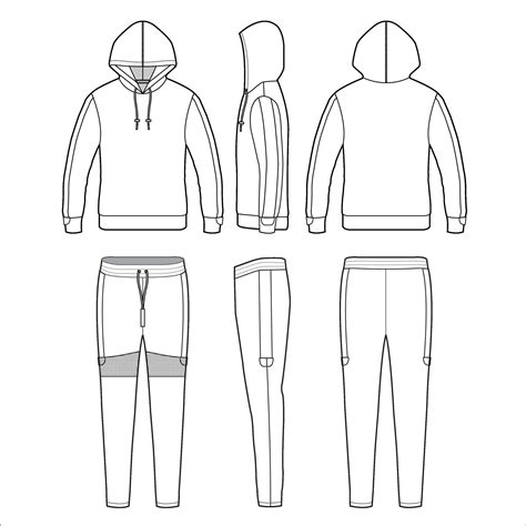Tracksuit top and bottom flat sketch template 26543101 Vector Art at ...