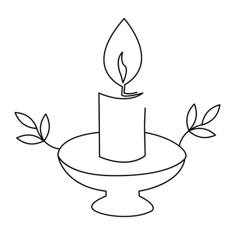 One Continuous Line Drawing Of Candle Lighted And Burning Fire And