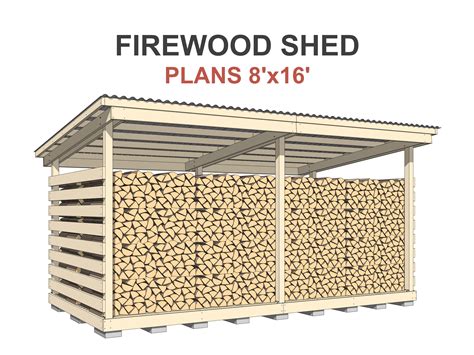 Firewood Shed Plans 8x16 Ft DIY 6 Cord Woodshed - Etsy