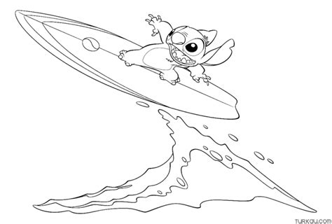 Stitch Surfing Coloring Page Turkau