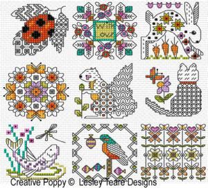 Lesley Teare Designs Mini Motifs Blackwork Color Cross Stitch